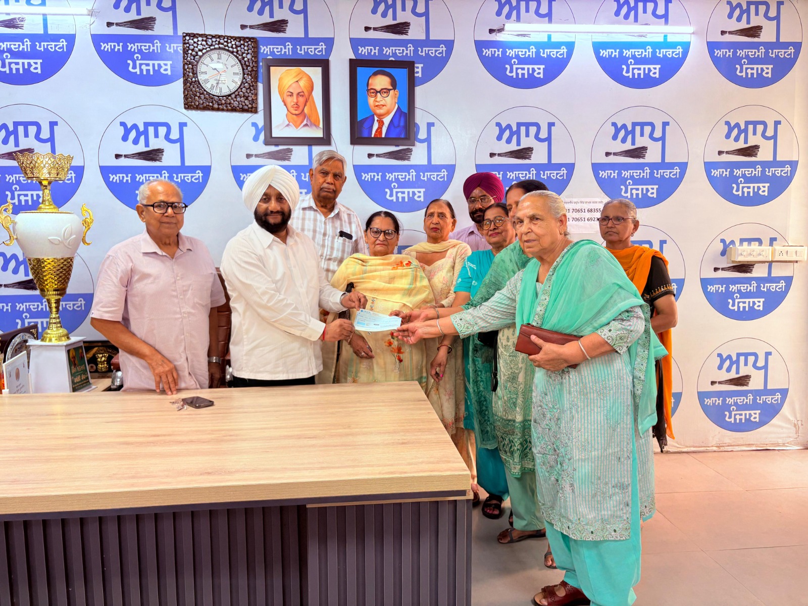 MLA Kulwant Singh appreciated the contribution of Rs. 1 lakh by Mata Kalsi Istri Bhalai and Satsang Society Mohali to CM Relief Fund.